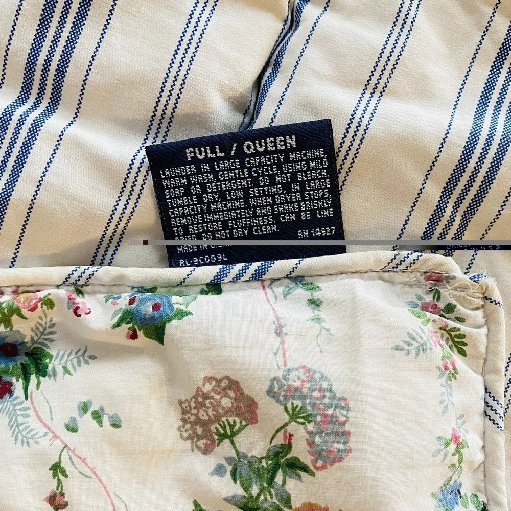 Vintage Ralph Lauren RARE Blaine Queen Size Comforter White Floral Cottage-Core